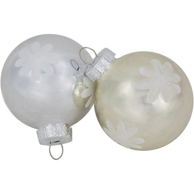 2.25" Multi-Color Vintage Design Glass Ball Christmas Ornaments Set of 12