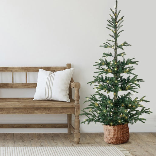 6.5' Pre-Lit Nordmann Fir Artificial Christmas Tree with Warm Clear LED Lights