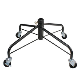 Black Metal Rolling Christmas Tree Stand for 6.5'-7.5' Artificial Trees