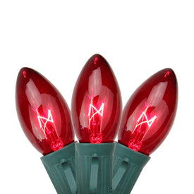 25-Count Red C9 Christmas Light Set with 24' Green Wire