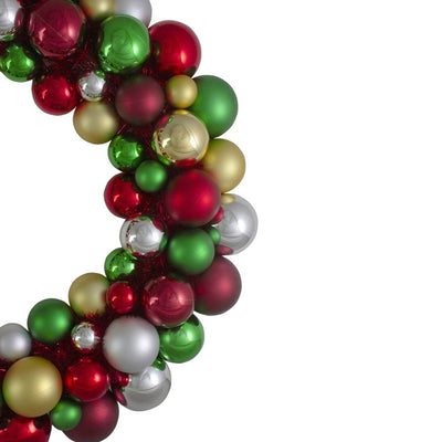 36" Unlit Traditional Colored Two-Finish Shatterproof Ball Christmas Wreath