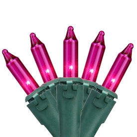 100-Count Pink Mini Christmas Light Set with 34' Green Wire