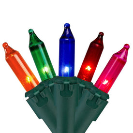 100-Count Multi-Color Mini Christmas Light Set with 20.25' Green Wire