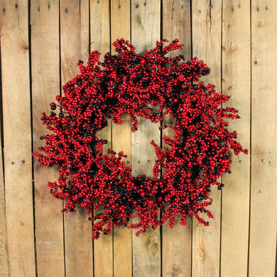 22" Unlit Red and Burgundy Berry Artificial Christmas Wreath