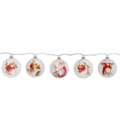 Glass Norman Rockwell Christmas Disc Lights Set of 5