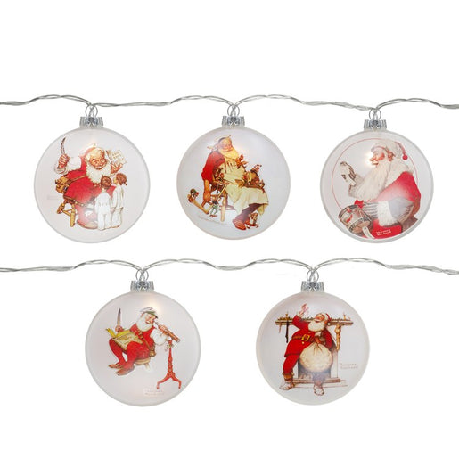 Glass Norman Rockwell Christmas Disc Lights Set of 5