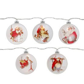 Glass Norman Rockwell Christmas Disc Lights Set of 5