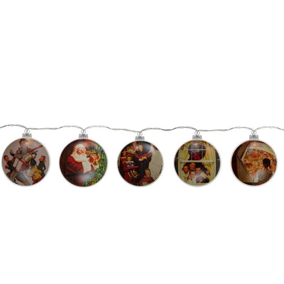 Norman Rockwell Glass Christmas Disc Lights Set of 5
