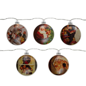 Norman Rockwell Glass Christmas Disc Lights Set of 5