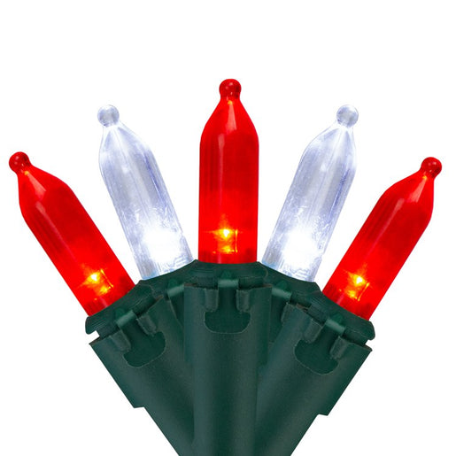 100-Count Red and White LED Mini Christmas Lights Set 33' Green Wire