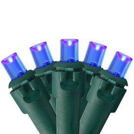 50-Count Blue LED Wide-Angle String Christmas Light Set with 17.5' Green Wire