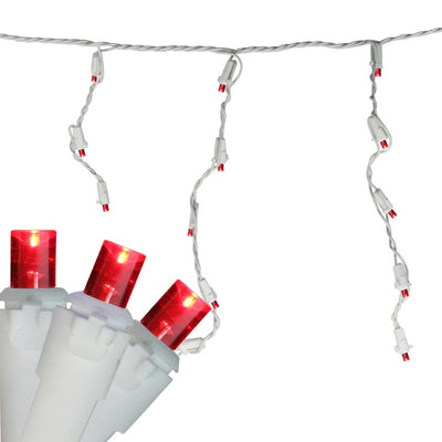 100-Count Red LED Wide-Angle Icicle Christmas Light Set with 5.5' White Wire