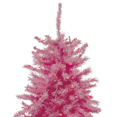 7.5' Pre-Lit Pink Tinsel Slim Artificial Christmas Tree with Pink Lights