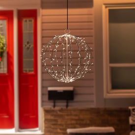13" Lighted Christmas Hanging Ball Decoration with Warm White LED Lights