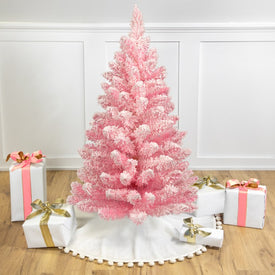 3' Unlit Flocked Madeline Pink Spruce Artificial Christmas Tree