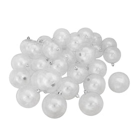 3.25" Clear Shatterproof Shiny Christmas Ball Ornaments Set of 32