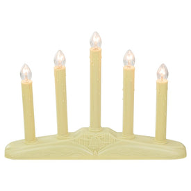 14.5" Five-Light Ivory Christmas Chandelier on Holly Berry and Bell Base Candle Lamp