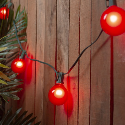 15-Count Red Satin G50 Globe Christmas Light Set with Green Wire