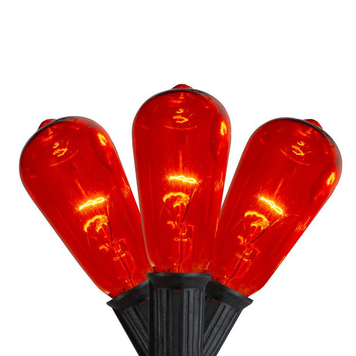 50-Count Red LED Mini Christmas Light Set with 16.25' White Wire
