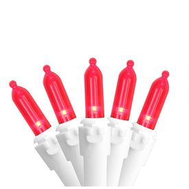 50-Count Red LED Mini Christmas Light Set with 16.25' White Wire