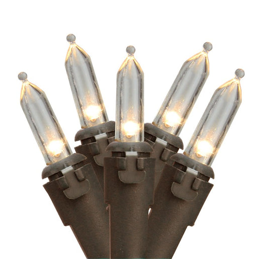 50-Count Warm Clear LED Mini Christmas Lights 16.25' Brown Wire