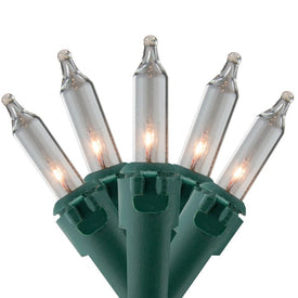 100-Count Clear Mini Christmas Light Set with 20.25' Green Wire