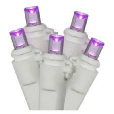 50-Count Purple LED Wide-Angle Christmas Light Set with 16.25' White Wire