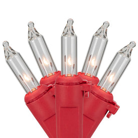 100-Count Clear Mini Valentine's Day Light Set with 20' Red Wire