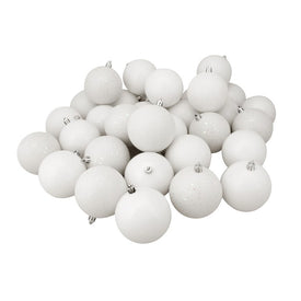 2.5" Winter White Shatterproof Four-Finish Christmas Ball Ornaments Set of 60