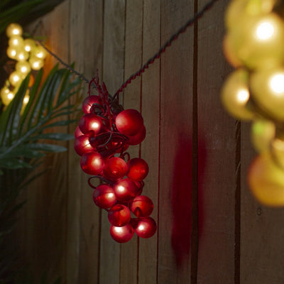 5-Count Red and Green Grape Cluster String Light Set with 8' Brown Wire
