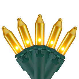 100-Count Opaque Gold Mini Christmas Light Set with 34' Green Wire
