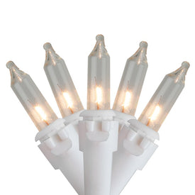 100-Count Clear Mini Christmas Light Set with 20.25' White Wire