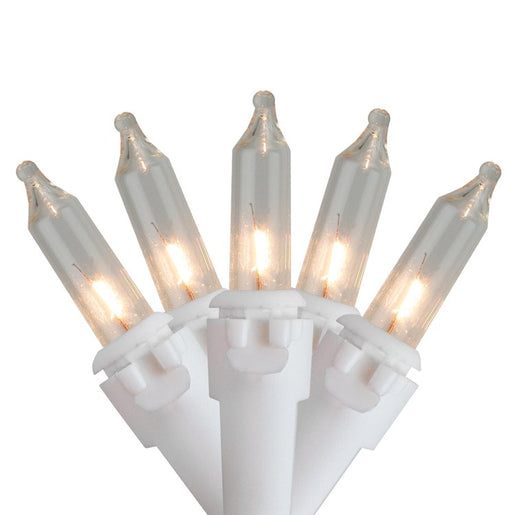 100-Count Clear Mini Christmas Light Set with 20.25' White Wire