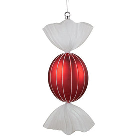 18" Red Wrapped Candy with Iridescent Glitter Shatterproof Commercial Christmas Ornament