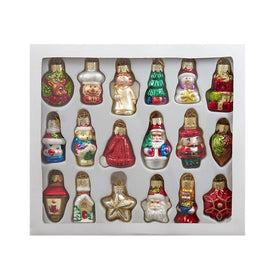 2"-2.5" Mini Christmas Shapes Glass Ornaments Set of 18