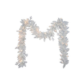 9' Pre-Lit Artificial Jackson White Pine Garland with Warm White LED Lights