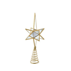 13.5" Unlit Mirror Narrow Gold Star Tree Topper