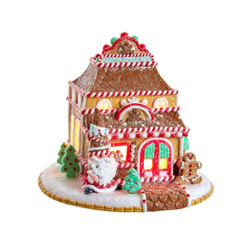 7.5" Lighted Gingerbread Shop