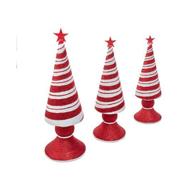 10"-14" Peppermint Stripe Tree Tabletop Decorations Set of 3