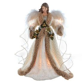 16" Pre-Lit 10-Light Rustic Natural Angel Tree Topper
