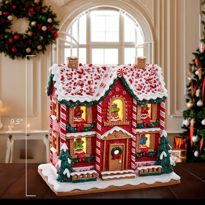 9.5" Battery-Operated Gingerbread LED House with Music Box