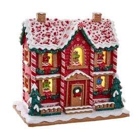 9.5" Battery-Operated Gingerbread LED House with Music Box