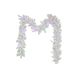 9' Pre-Lit Artificial Jackson White Pine Garland with Multi-Colored LED Lights