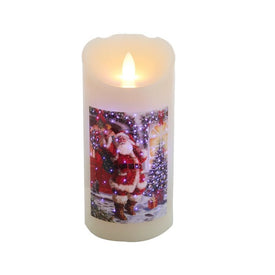 7" Battery-Operated Fiberoptic LED Santa Wax Candle