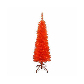 4' Pre-Lit Orange Slim Tree with Orange Incandescent Lights