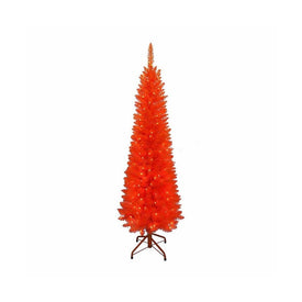 5' Pre-Lit Orange Slim Tree
