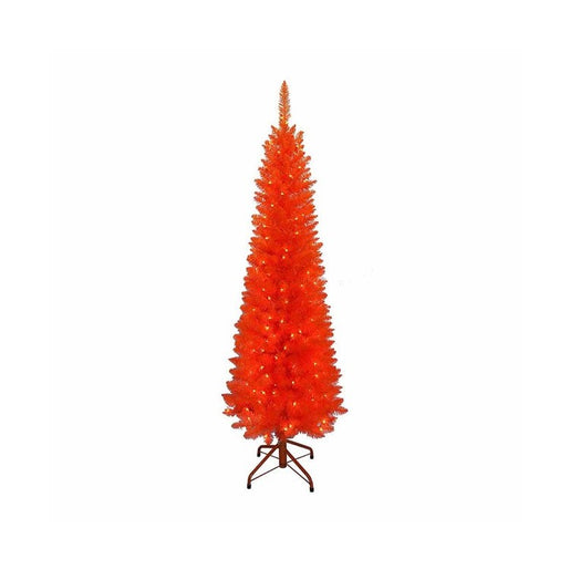 5' Pre-Lit Orange Slim Tree