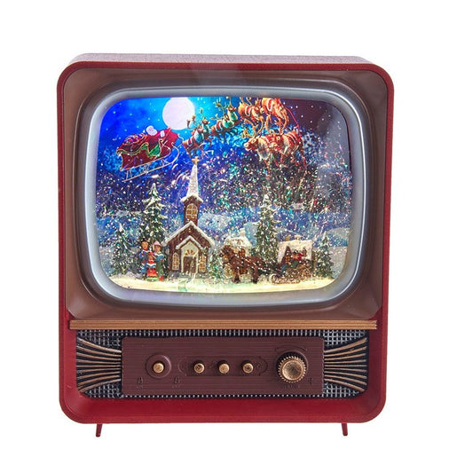 10" Battery-Operated Musical Water Santa TV Lantern