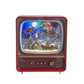 10" Battery-Operated Musical Water Santa TV Lantern