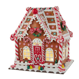 13" Battery-Operated Gingerbread House with LED Light and Timer